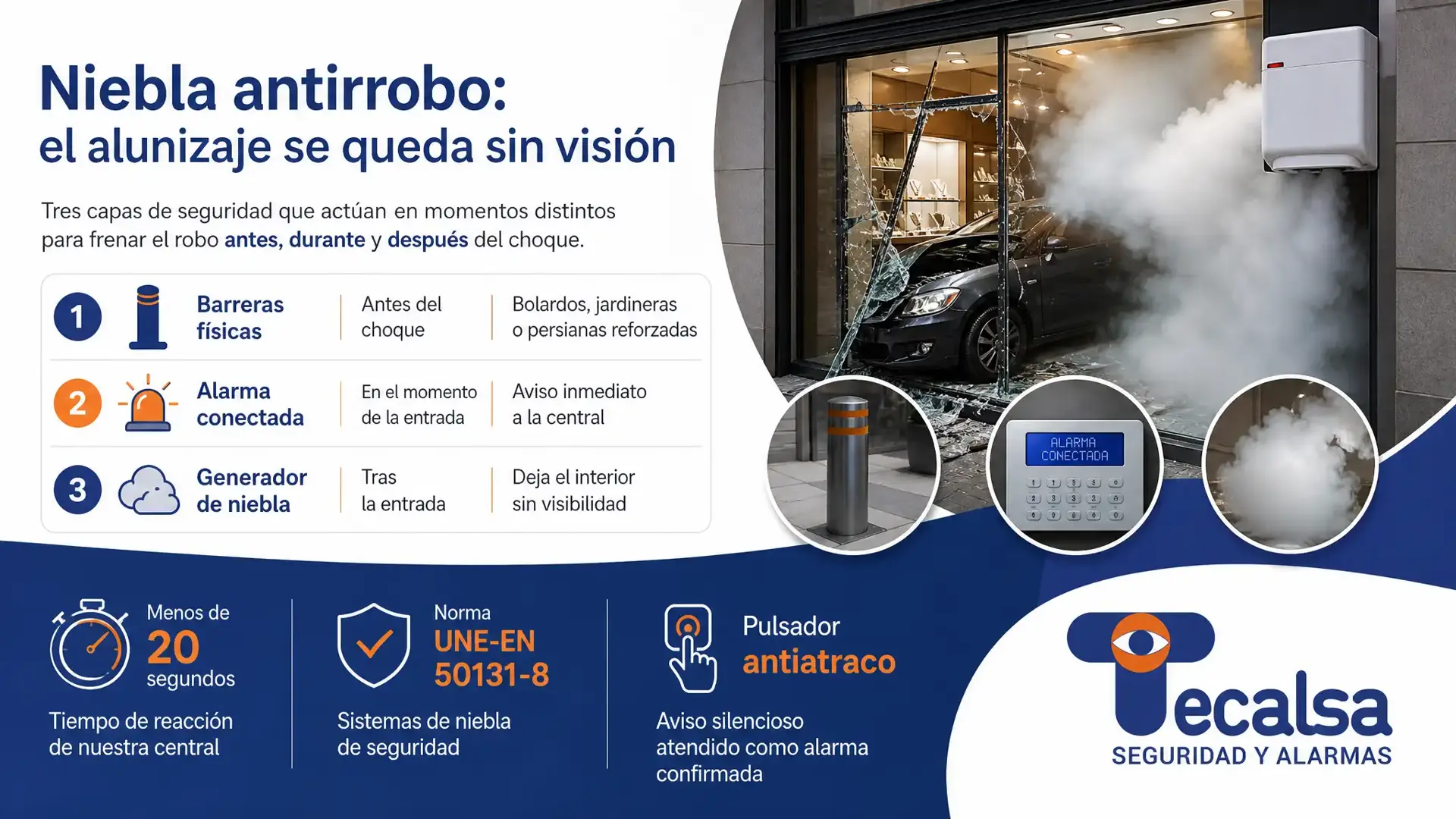 Barreras y alarma conectada frenan atracos y alunizajes