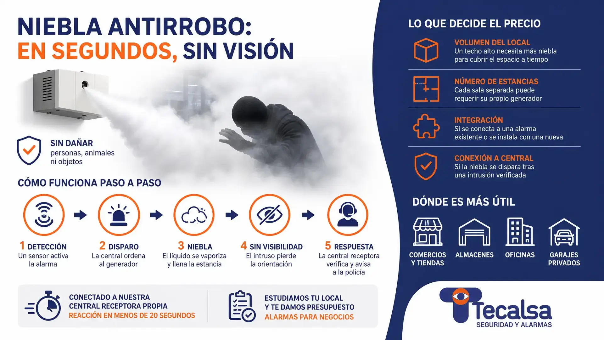 La niebla antirrobo deja al ladrón sin ver en segundos