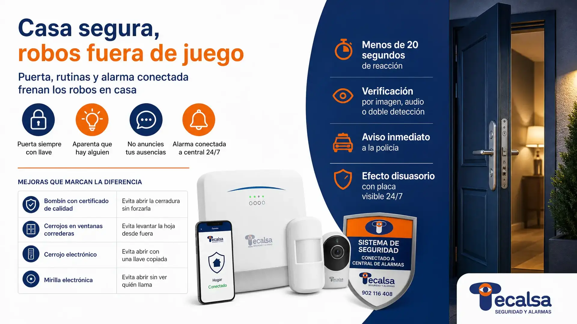 Puerta, rutinas y alarma conectada frenan los robos en casa